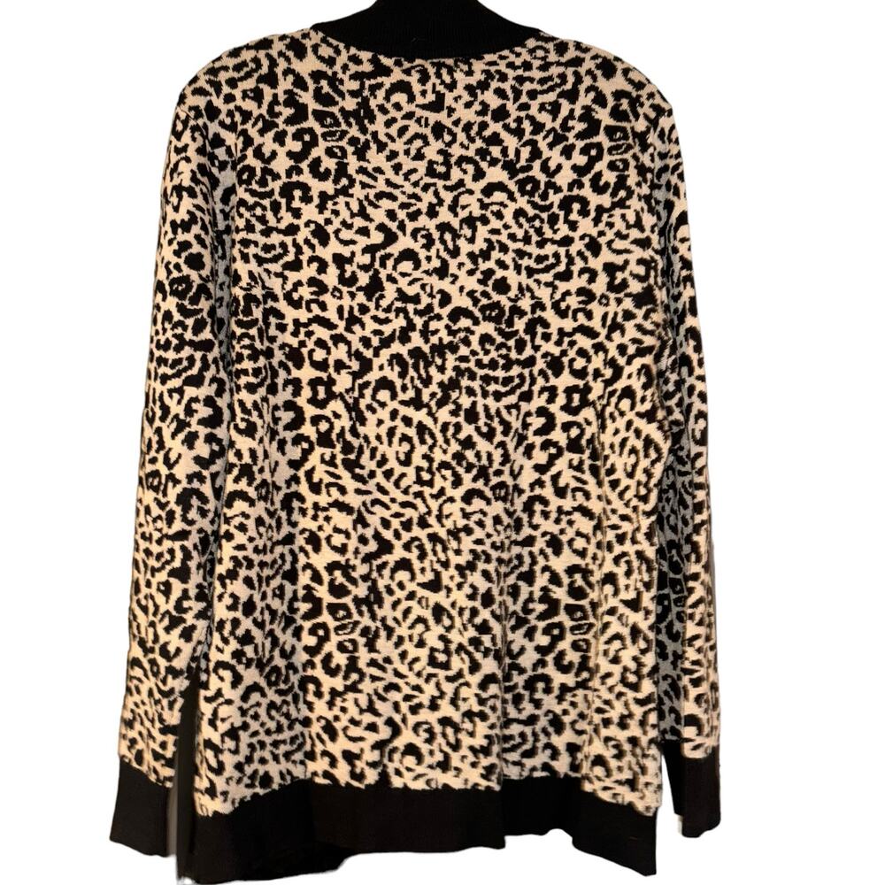 Calvin Klein Sweater High Neck Animal Print Sz XL Gold Accent Buttons
